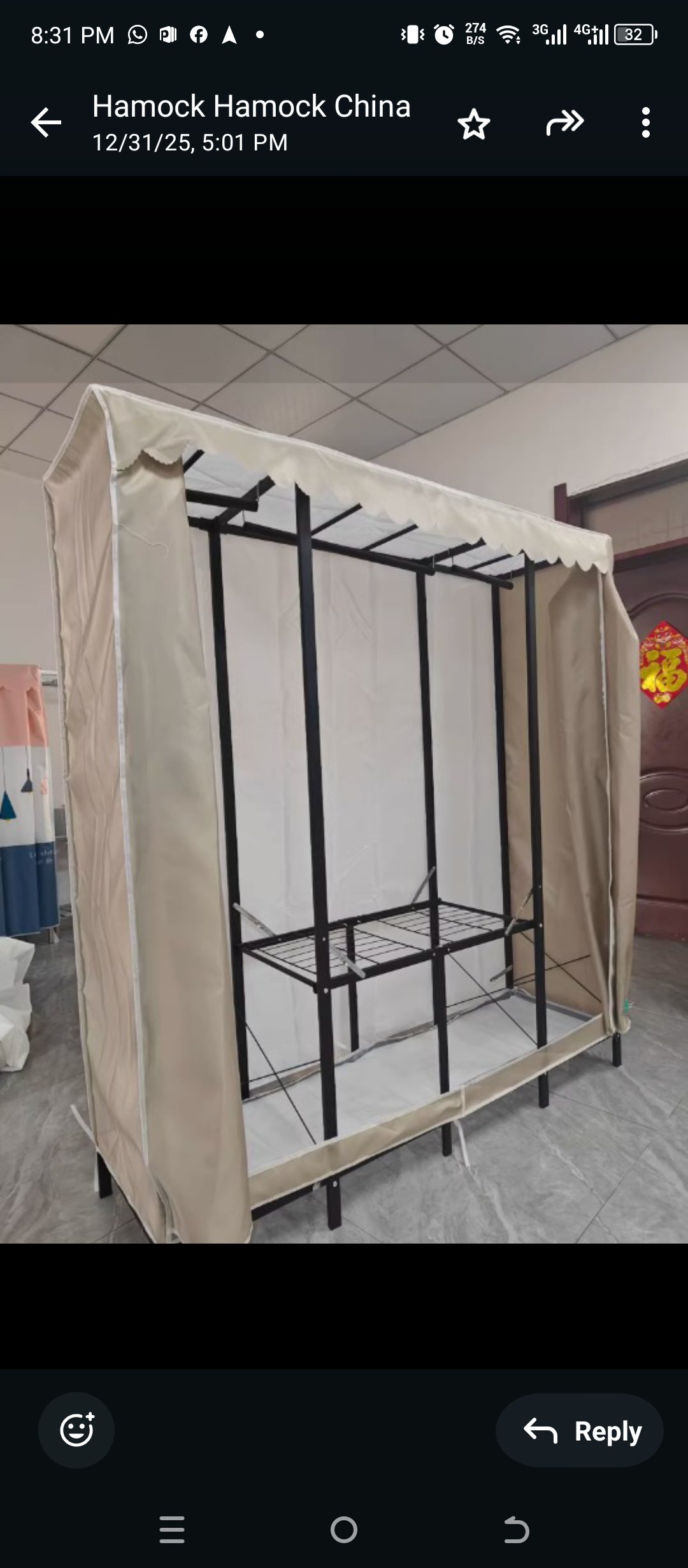 heavy duty Easy Assembly Folding Clothes Wardrobe Frame Thick Tubes Heavy Duty Fabric Closet Organizer Bedroom Furniture Durable Home 160*42*170cm beij - Image 5