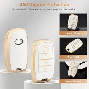 TPU Key Cover Compatible with Kia Seltos, Sonet, Carens, Carnival 4 Button Smart Key (Hold Button Down)