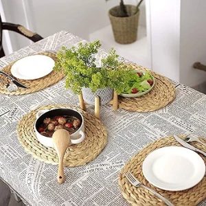 1Piece Oval Placemat Set, Zirconium Rose Water Placemat, Handwoven Table Mats, Handmade Natural Plaques, 35 x 4cm Oval for Dining Table, Kitchen, Home Decor, Heat Resistant