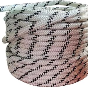 ABB Ropes & Niwars Kermantle Static Rope 18mm, White/Black, 32-Strand, Climbing Rope for Rescue, Caving, Rappelling, Tree Work, Rigging, CE Certified Outdoor Safety Rope - roll by  1Meter