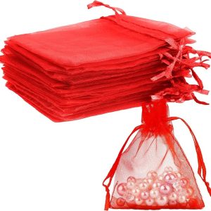 organza bags,  count,  clear, jewelry and party favor bags with drawstring, small mesh gift bags for weddings and