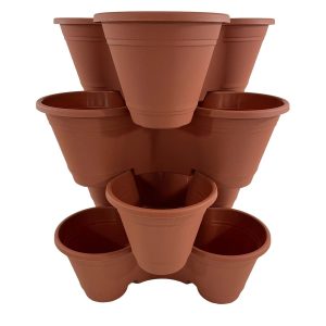 4Tier 6” Stackable Flower Pots Strawberry Planter Garden Tower 4 pcs 12 Pot NEW