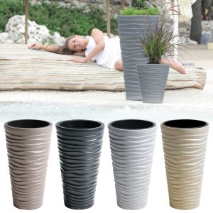 Large Tall Sand Effect Flower Plant Pot Indoor Outdoor Garden Patio Planters NEW