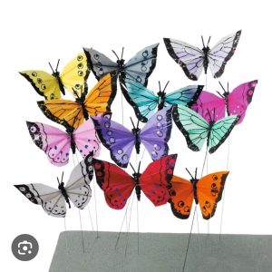 Feather butterfly 6pcs 8cm