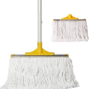 CHANGE YOUR LIFE Commercial Wet Mop with Extra Mop Head, White 113cm  aluminum handle