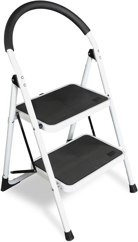 fix top ladder Ladder, Ergonomic 400lb Folding Step Stool with Non-Slip Pedal, Padded Handle Stool for Kitchen, Home, Office,