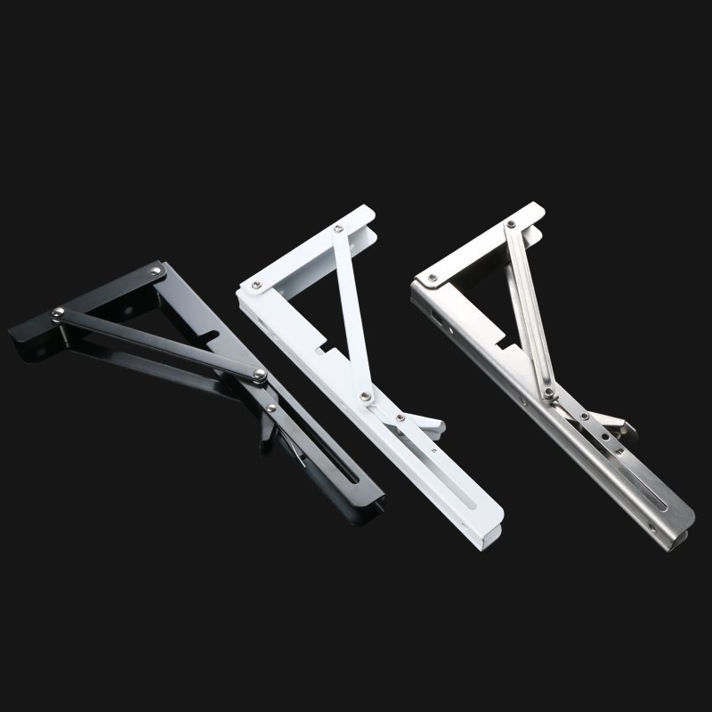 Wall Mounted Stainless Steel Support Bracket Triangle Folding Shelf for Table Bench Premium Quality Brackets chrome 2pcs - Image 2