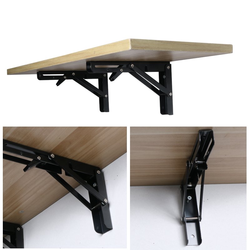 Wall Mounted Stainless Steel Support Bracket Triangle Folding Shelf for Table Bench Premium Quality Brackets chrome 2pcs - Image 3