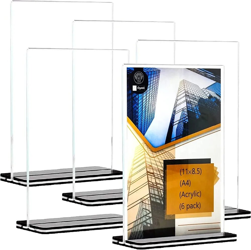 Acrylic Sign Holder, Desktop Display Stand, Banner Holder, Business Card Holder, A4 Menu Holder, Office Sign Holder and - Image 4