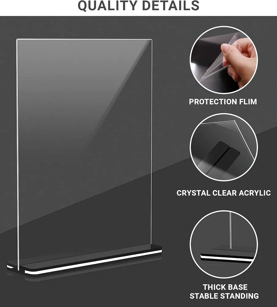 Acrylic Sign Holder, Desktop Display Stand, Banner Holder, Business Card Holder, A4 Menu Holder, Office Sign Holder and - Image 6