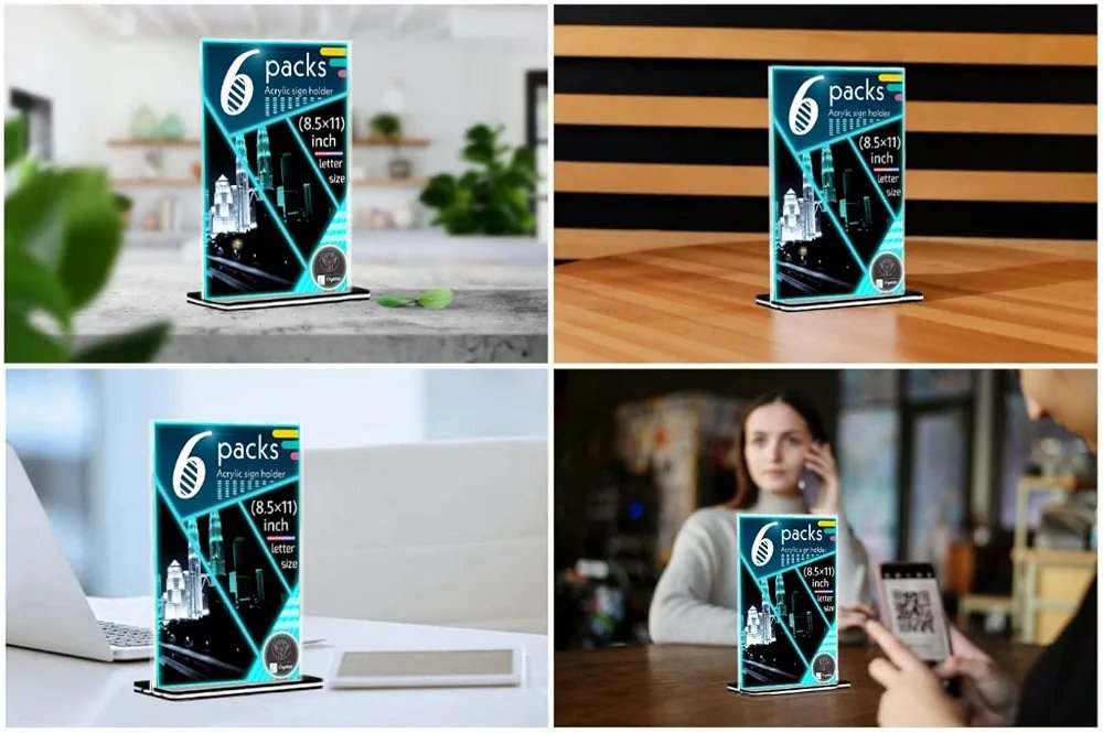 Acrylic Sign Holder, Desktop Display Stand, Banner Holder, Business Card Holder, A4 Menu Holder, Office Sign Holder and - Image 3
