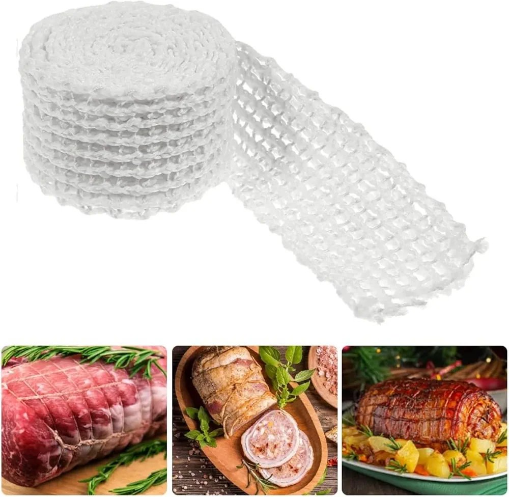 Rolls Meat Roll Net Roasting Net Meat Net Roll-Up Roasting Net Elastic Ham Net White Cooking Accessories for Hanging Cooking and Grilling Ham rosto 5m - Image 4