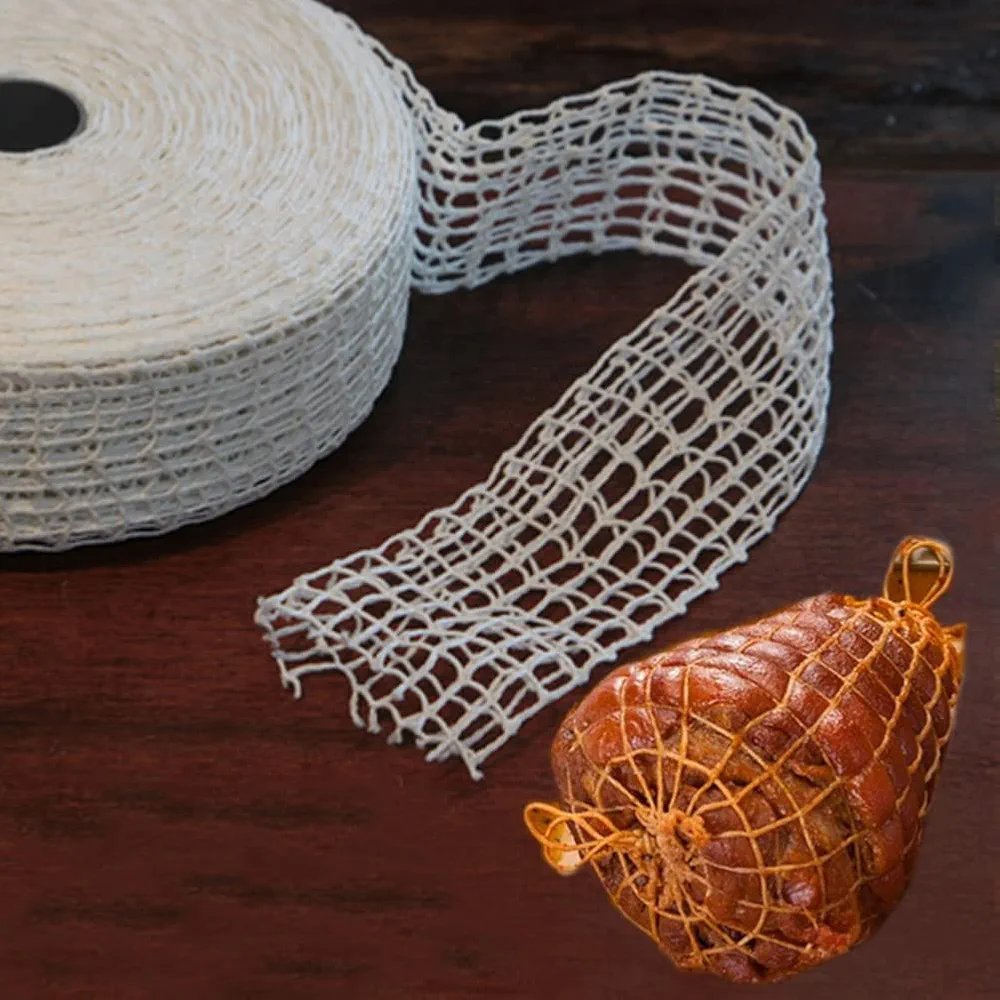 Rolls Meat Roll Net Roasting Net Meat Net Roll-Up Roasting Net Elastic Ham Net White Cooking Accessories for Hanging Cooking and Grilling Ham rosto 5m - Image 2