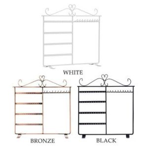 Vivva Jewelry Earring Bracelet Display Rack Stand Necklace Organizer Rack Holder 48Roles 10Hooks Bronze 9*30*34