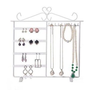 Vivva Jewelry Earring Bracelet Display Rack Stand Necklace Organizer Rack Holder 32 Roles 6Hooks Bronze
