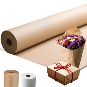 Thickened Brown Kraft Paper Roll, Flower Bouquet Brown Wrapping Paper Roll,Gift Wrapping Paper For Moving, Bulletin Board,Birthday, (Brown, width 1m.by 1meter length
