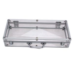 Aluminum Acrylic Clear Top Display Travel Case Trading Coin/Card/Jewelry 48*37*5cm