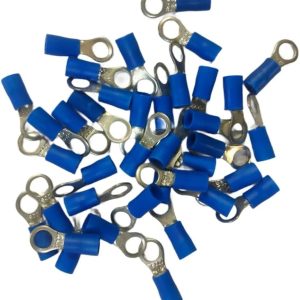Copper Insulated Ring Lugs, Cable Ends Crimp Tubular Ring Terminals Connectors, Insulated, Fit Cable 15pcs