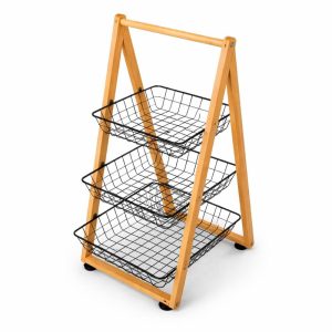 Multi-layer storage rack made of wood