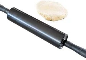 KitchenCraft Non-Stick Rotating Rolling Pin with Handles, Metal, Black, 50cm