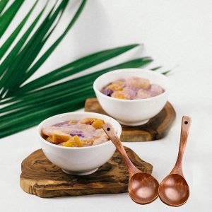 wooden spoon set with long handles, 7.3-inch wooden soup spoons, ramen cooking spoons 1pc