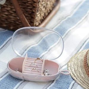 Boxes Jewelry Storage Box Travel Jewelry Case Plastic TPR Organizer Display Container Case Small Jewelry Roll for Necklaces,Earrings Jewelry Organizer color Beij