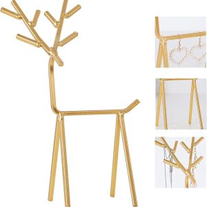 Simple Geometric Deer Jewelry Stand Iron Earring Necklace Storage Display Gold Home Office