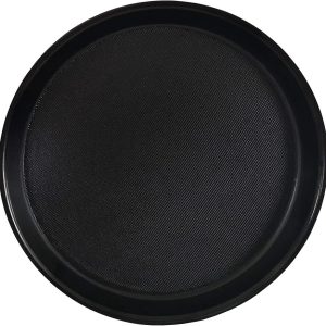 Tray, Round, Black with High Rim and Non-Slip Surface, Waiter's Tray, Serving Tray, Beer Glass Holder, Glass Tray