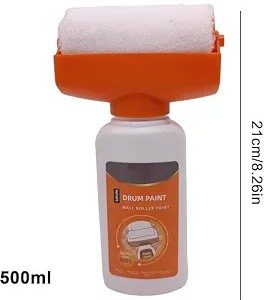 Wall Repair Paint Roller Kit, Drum Paint with Roller Brush, Quick Wall Renovation Tool 500g white