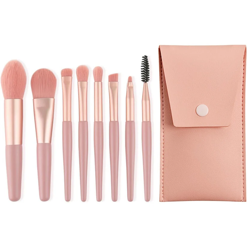 Makeup Brush Set, 8 Pcs Makeup Brushes Foundation Brush Eyeshadow Brushes Blusher Brush With Brush Bag, Artificial Fiber Makeup Brush, Real Techniques Makeup Brushes for Girls and