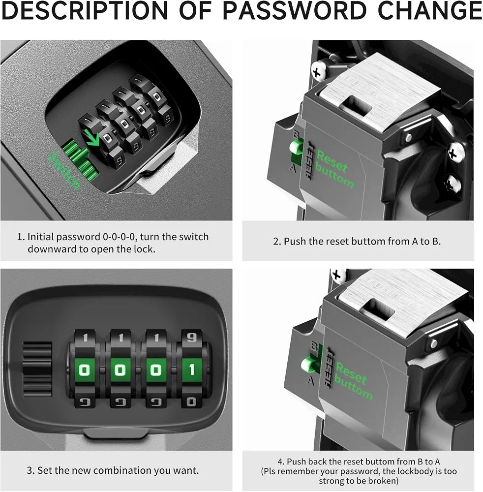 Opel Key Lock Box with Code for Hiden Keys,Wall Mounted or Hanging,Lock Box for House Keys,College Dorm,Realtor,Garage (Black with - Image 4
