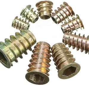 Wood Insert Nut D-nut Hex Drive Head for Fixing and Connecting Screws, Bolts, Internal Thread Zinc Plated Furniture Mounting 5pcs