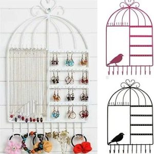 4 Tier Jewelry Organizer Display Stand Hanging Rings Earrings Bracelet Necklace Bird Cage Wall Mounted Vintage Inspired Stand black