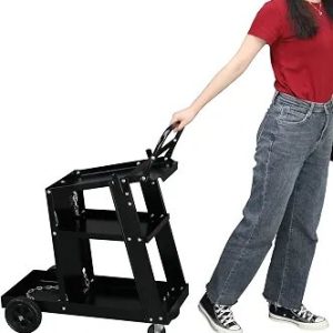 Cart 3 Tiers Rolling Welder Plasma Cutter, Heavy Duty Welding Carts with Wheels and Tank Storage for TIG MIG ARC, Black