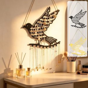 Sentmoon Floating Shelves for Wall Bird Shaped Wall Mounted Jewelry Organizer Decorative Metal Jewelry Display Rack for Bedroom Vanity Organizer with Easily Hanging for Fashion Lovers