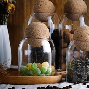 Glass jar with airtight seal wooden lid ball jar food storage container clear candy jars food storage canister sugar coffee tea