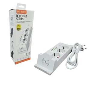 Power Strip with 3 Outlets, 5 USB Ports and Wireless Charging