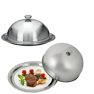 Buffet Stainless Steel Cloche Serving Food Cover Dome Plate Restaurant Dish Bell Jar