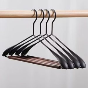 modern metal and wood hanger black