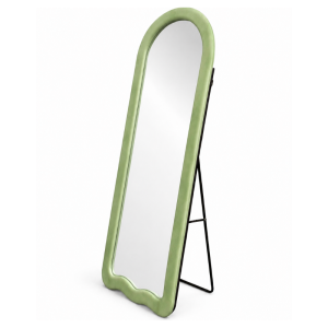 SensaHome Oval Upholstered Standing Mirror - Full Length Suede Velvet Mirror - 60 x 160 -