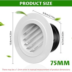 HASTHIP® 2.95" Circle Cowl Air Vent Grille Cover Ducting with Fly Screens