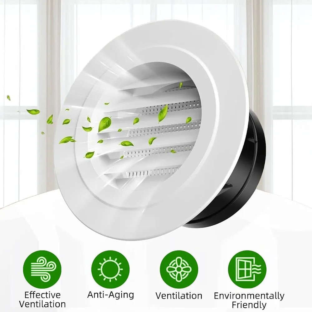 HASTHIP® 2.95" Circle Cowl Air Vent Grille Cover Ducting with Fly Screens - Image 2