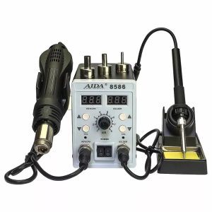 Aida 8586 Dual-Channel Hot Air Soldering Station (Hair Dryer, Soldering Iron, 900M, 750W)