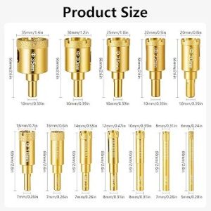Diamond-Coated Hole Saw Kit for Tile Glass Marble
Multi-Size Cutting for Ceramic, Porcelain, Glass, and Marble, Drill-Compatible Bits with 1pc