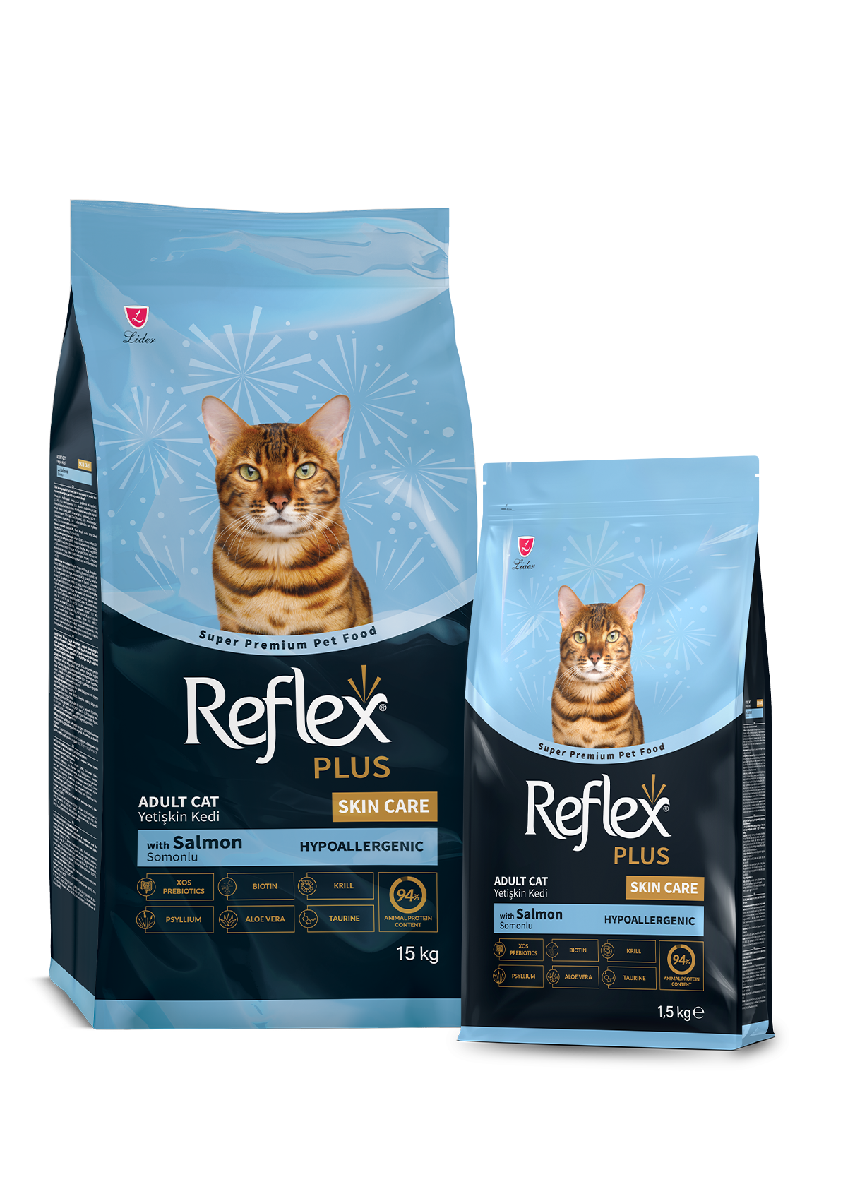 Reflex Plus Cat Food for Skin Allergies - Salmon Formula Adult Dry Food for Healthy Skin, Glossy Coat, and Digestive Support
