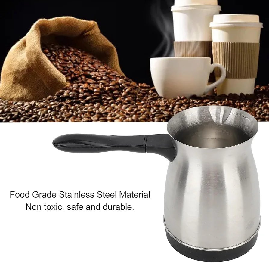 Premium Electric Turkish Coffee Maker Pot 600ml Stainless Steel Kettle for Coffee, Tea & Milk, Fast Heating Water Boiler with Power Switch, Cordless Design for Home & Office - Image 3