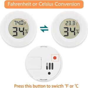 Temperature and Humidity Monitor LCD Round Plastic White Digital Thermometer -20 to 70 degree