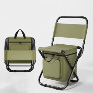 Oxford Fabric Cooler Box Relaxing Foldable Chair Camping Folding Chairs