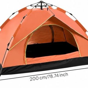 Automatic Quick-Opening Camping Tent Waterproof One-Room Outdoor Camping Tent SunSecure for Cyclists, Hikers, Hiking, Weekend Getaways, Festivals Orange 3-4 Person 2*2.1m