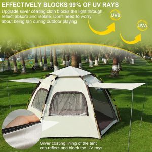 Large Instant Camping Tent 320 x 320 *180cm, Automatic Rigid Tent with 4 Poles for Beach, Hiking, Garden, Dessert 8 persons